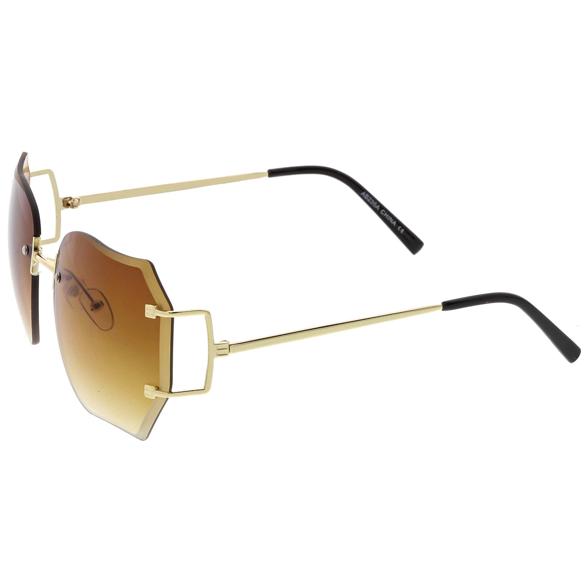 Oversize Full Rimless Beveled Gradient Lens Square Sunglasses C434