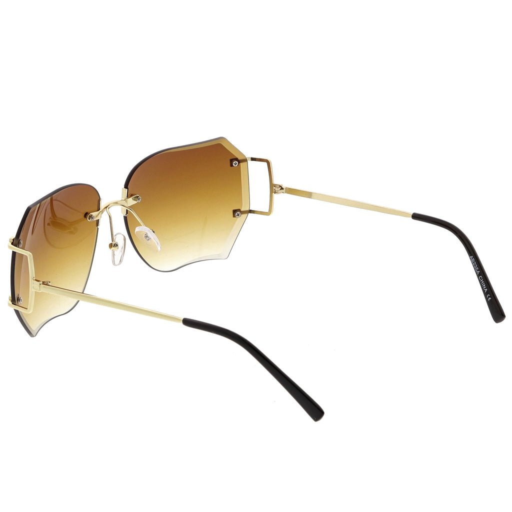 Oversize Full Rimless Beveled Gradient Lens Square Sunglasses C434