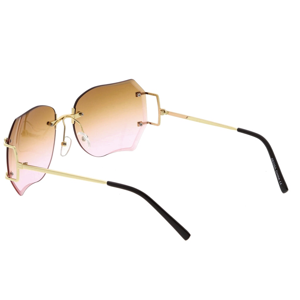 Oversize Full Rimless Beveled Gradient Lens Square Sunglasses C434