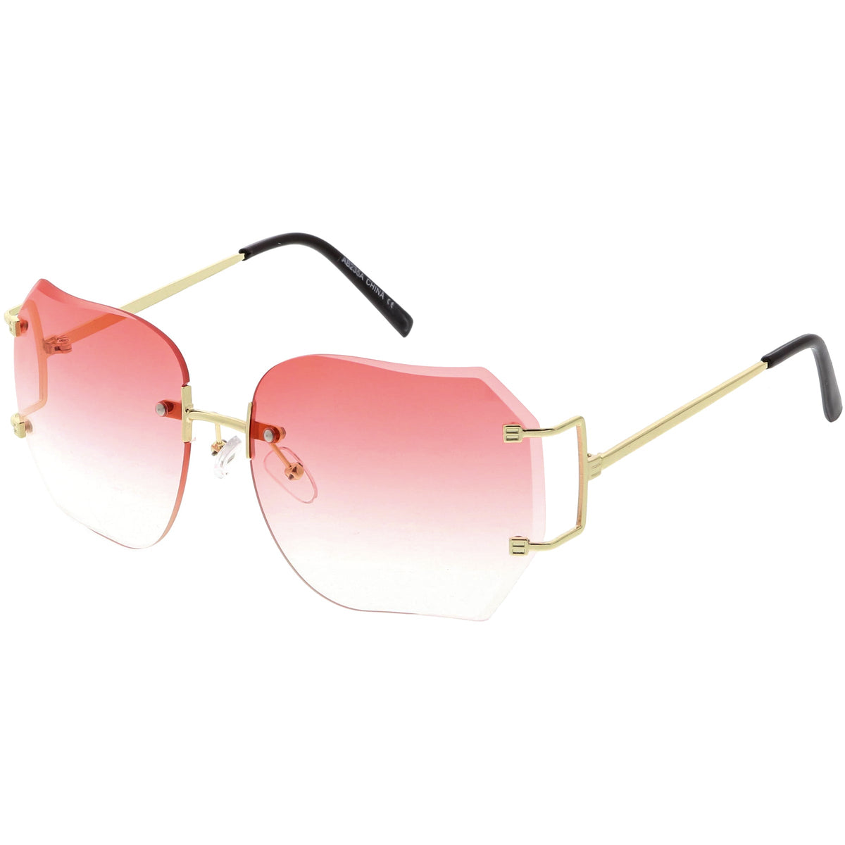 Oversize Full Rimless Beveled Gradient Lens Square Sunglasses C434