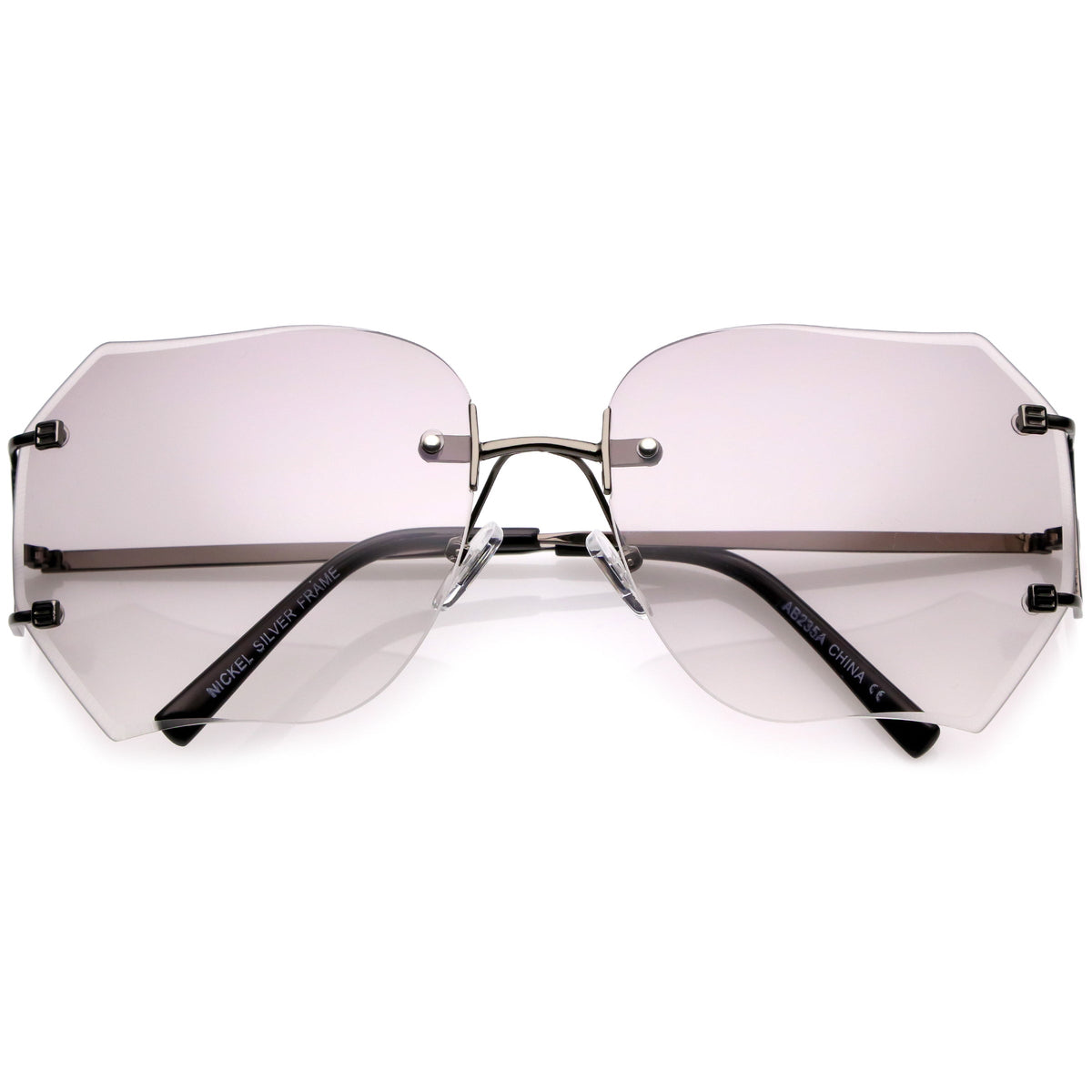 Oversize Full Rimless Beveled Gradient Lens Square Sunglasses C434