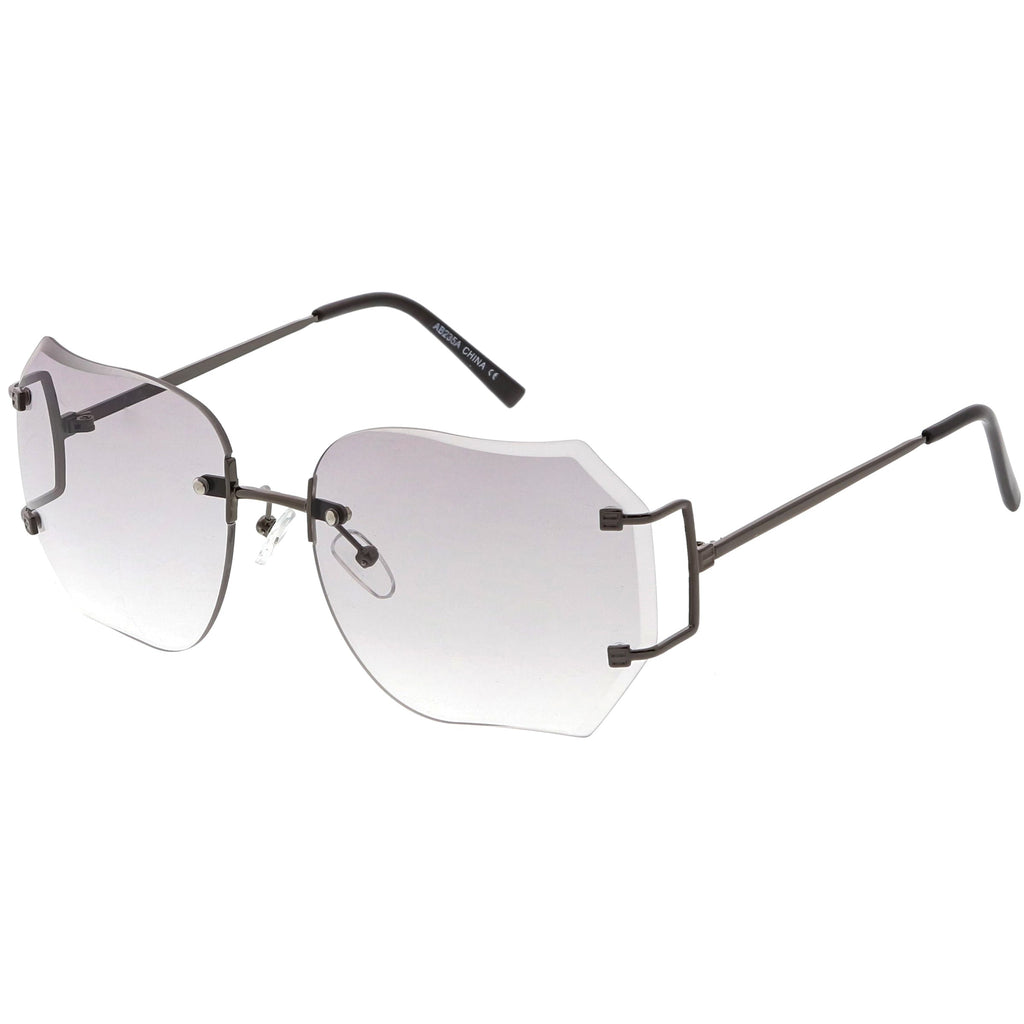 Oversize Full Rimless Beveled Gradient Lens Square Sunglasses C434