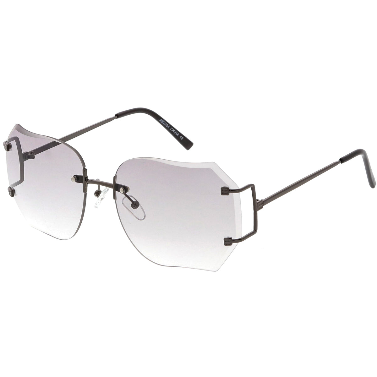 Oversize Full Rimless Beveled Gradient Lens Square Sunglasses C434