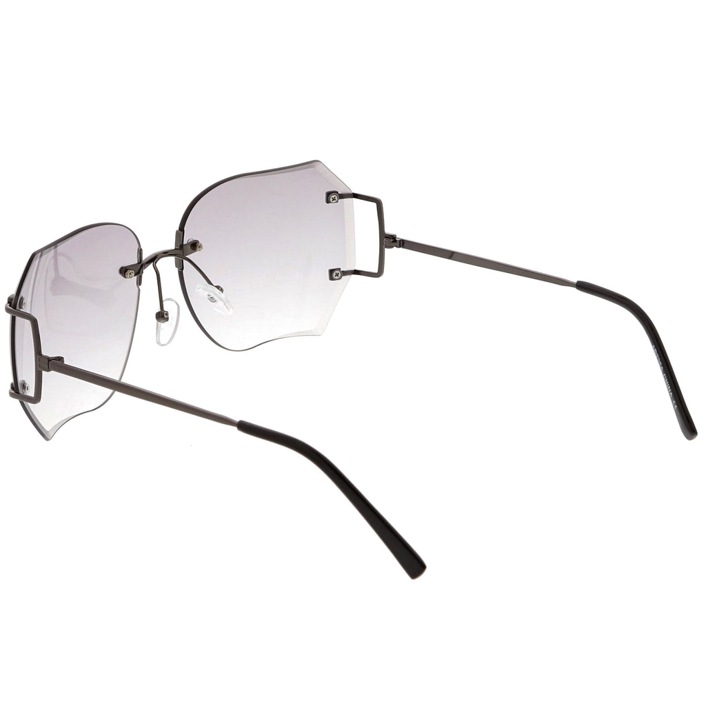 Oversize Full Rimless Beveled Gradient Lens Square Sunglasses C434