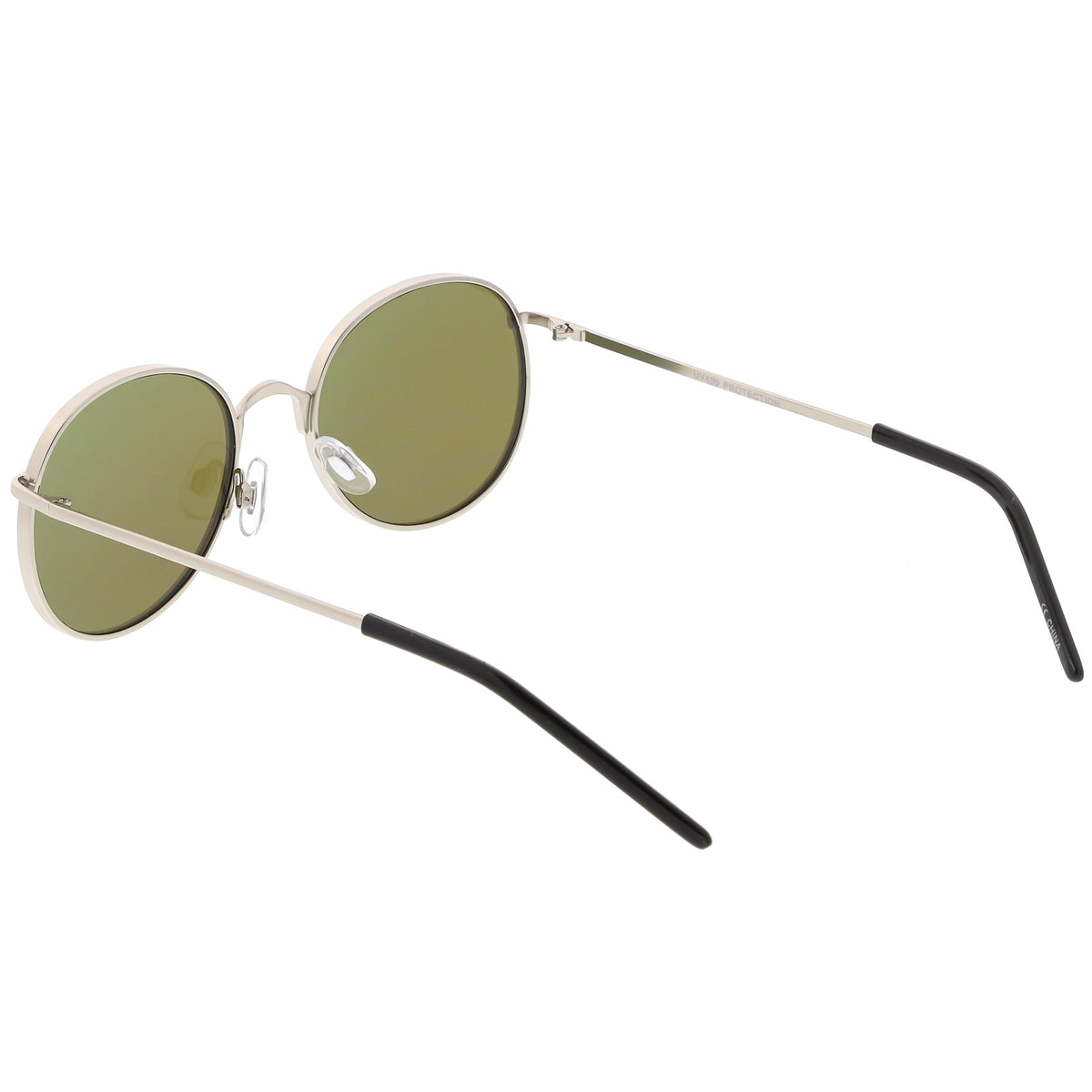 Retro Flash Mirrored Round Flat Lens Metal Sunglasses C436