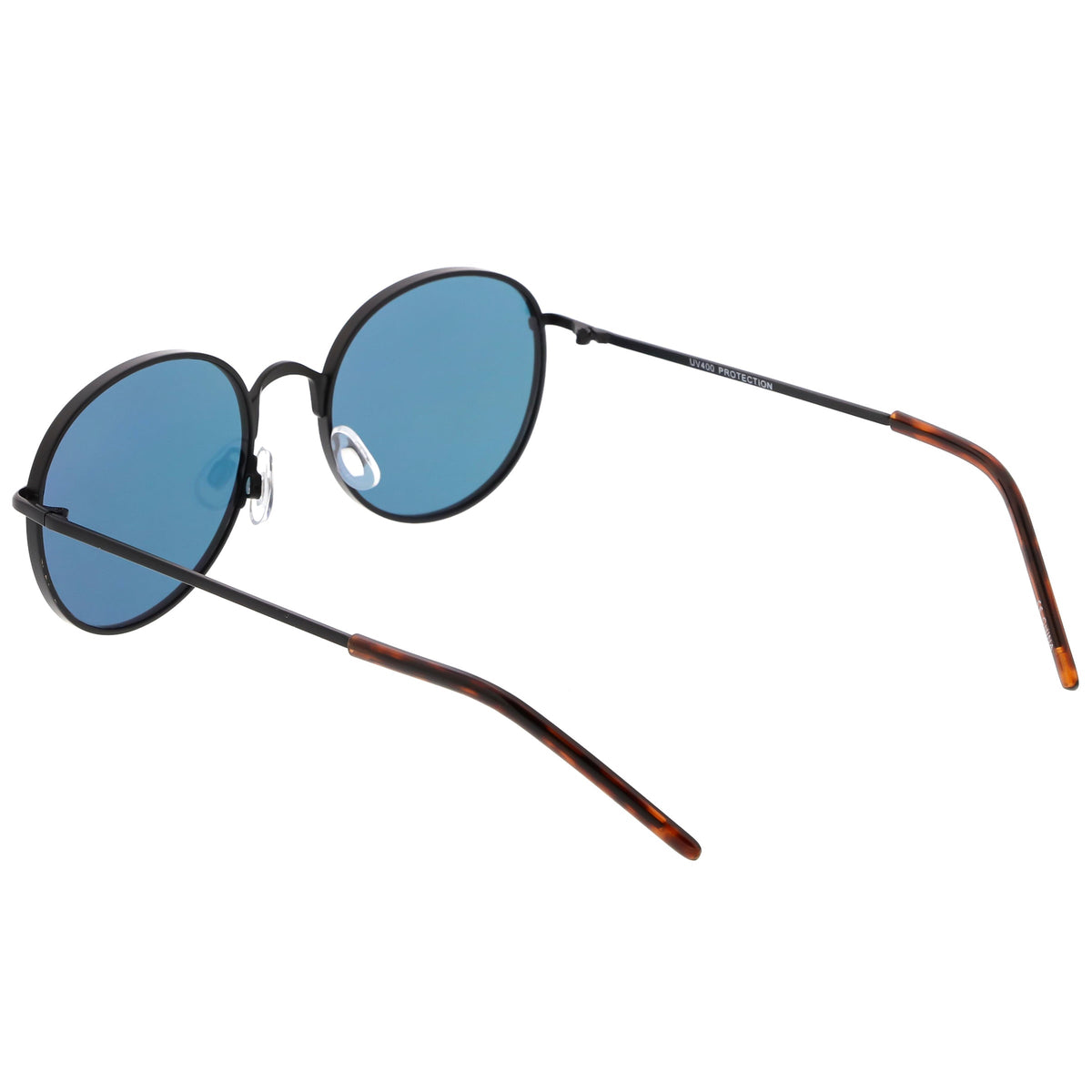 Retro Flash Mirrored Round Flat Lens Metal Sunglasses C436