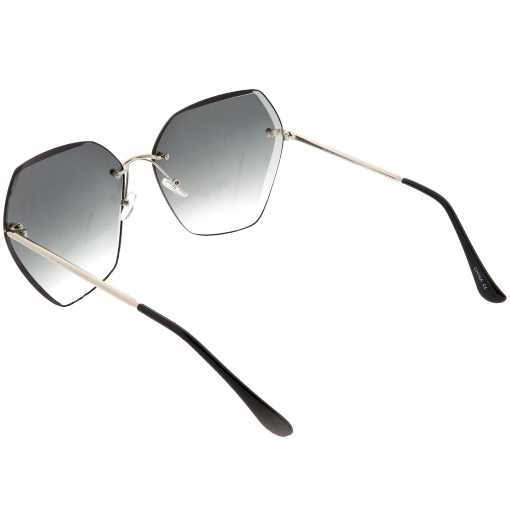 Oversize Rimless Beveled Gradient Lens Geometric Sunglasses C438