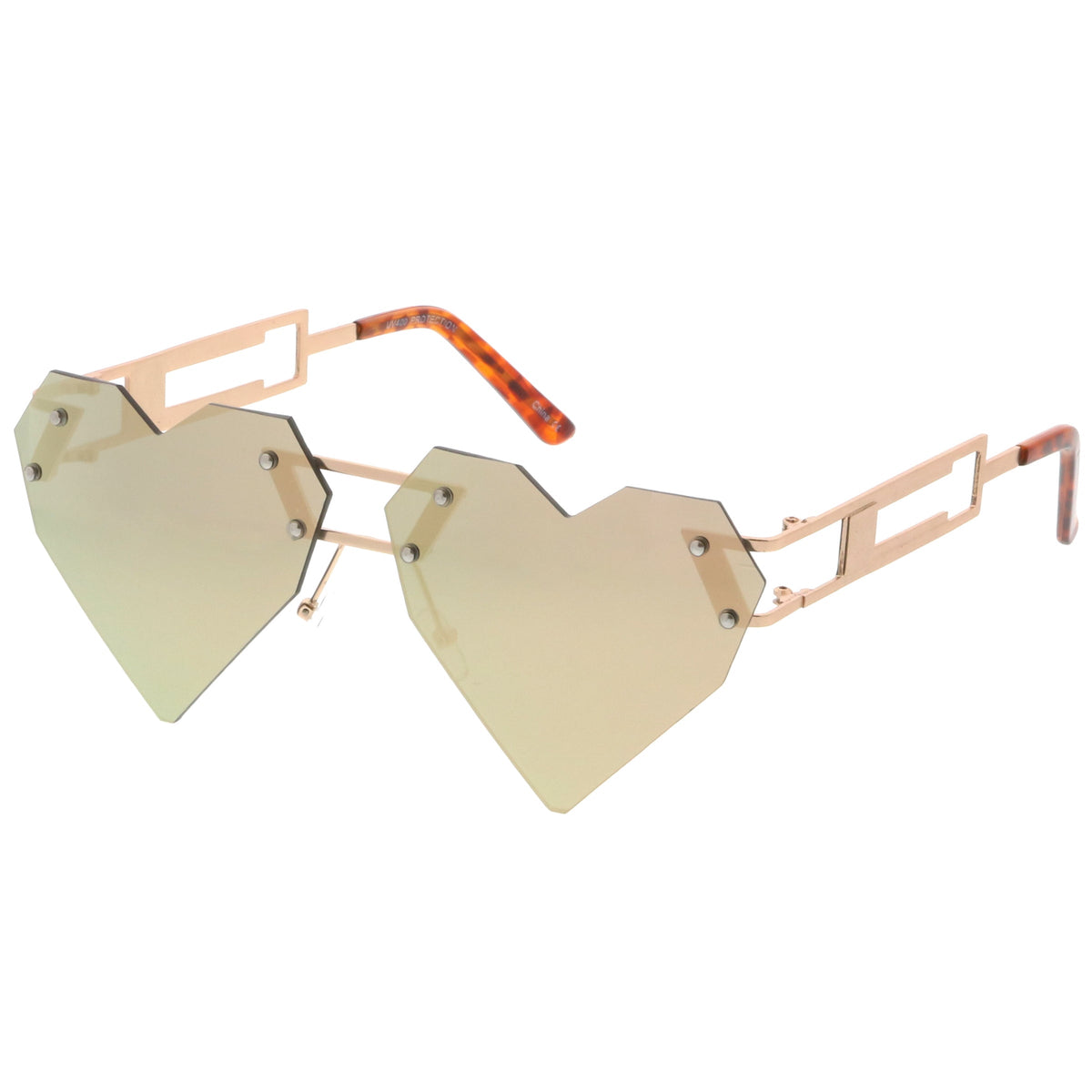 Novelty 8 Bit Laser Cut Heart Shape Mirrored Flat Lens Sunglasses C440