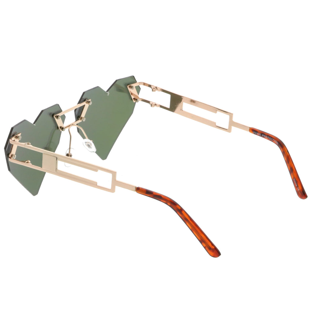 Novelty 8 Bit Laser Cut Heart Shape Mirrored Flat Lens Sunglasses C440