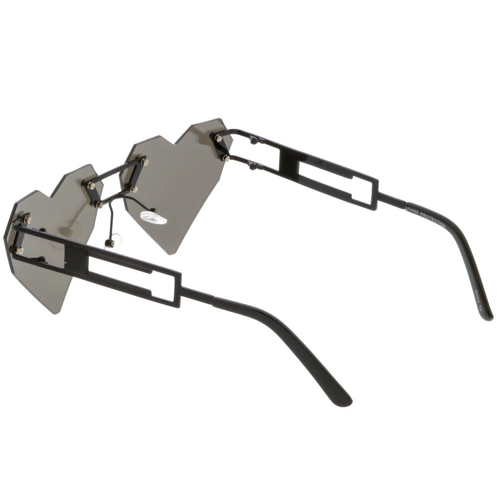 Novelty 8 Bit Laser Cut Heart Shape Mirrored Flat Lens Sunglasses C440