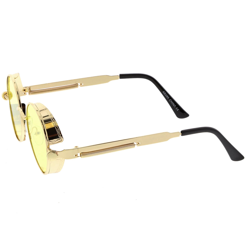Retro Steampunk Colorful Round Flat Lens Sunglasses C442