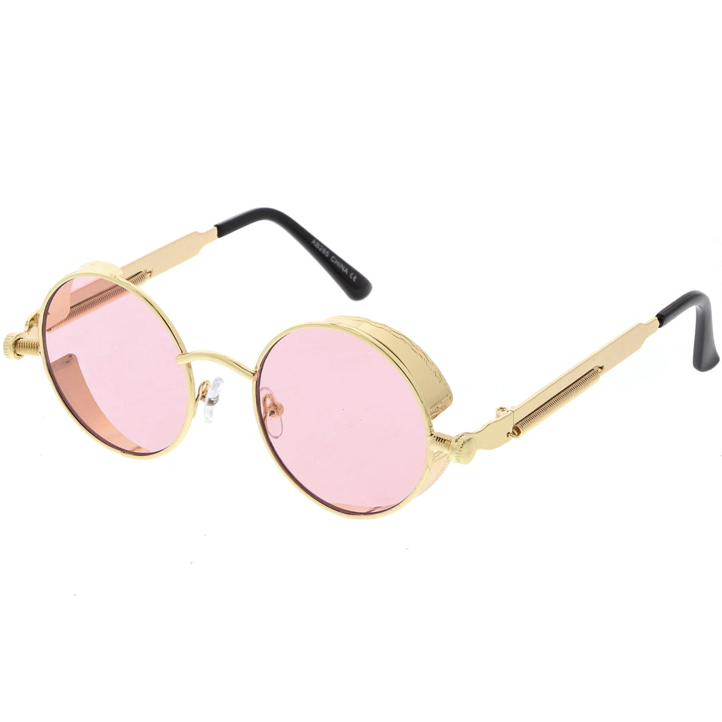 Retro Steampunk Colorful Round Flat Lens Sunglasses C442