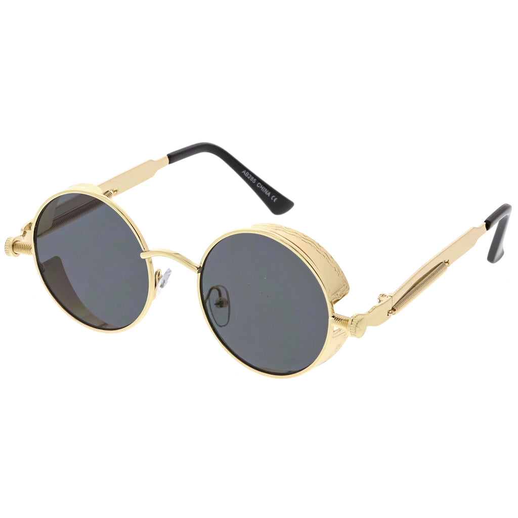 Retro Steampunk Colorful Round Flat Lens Sunglasses C442