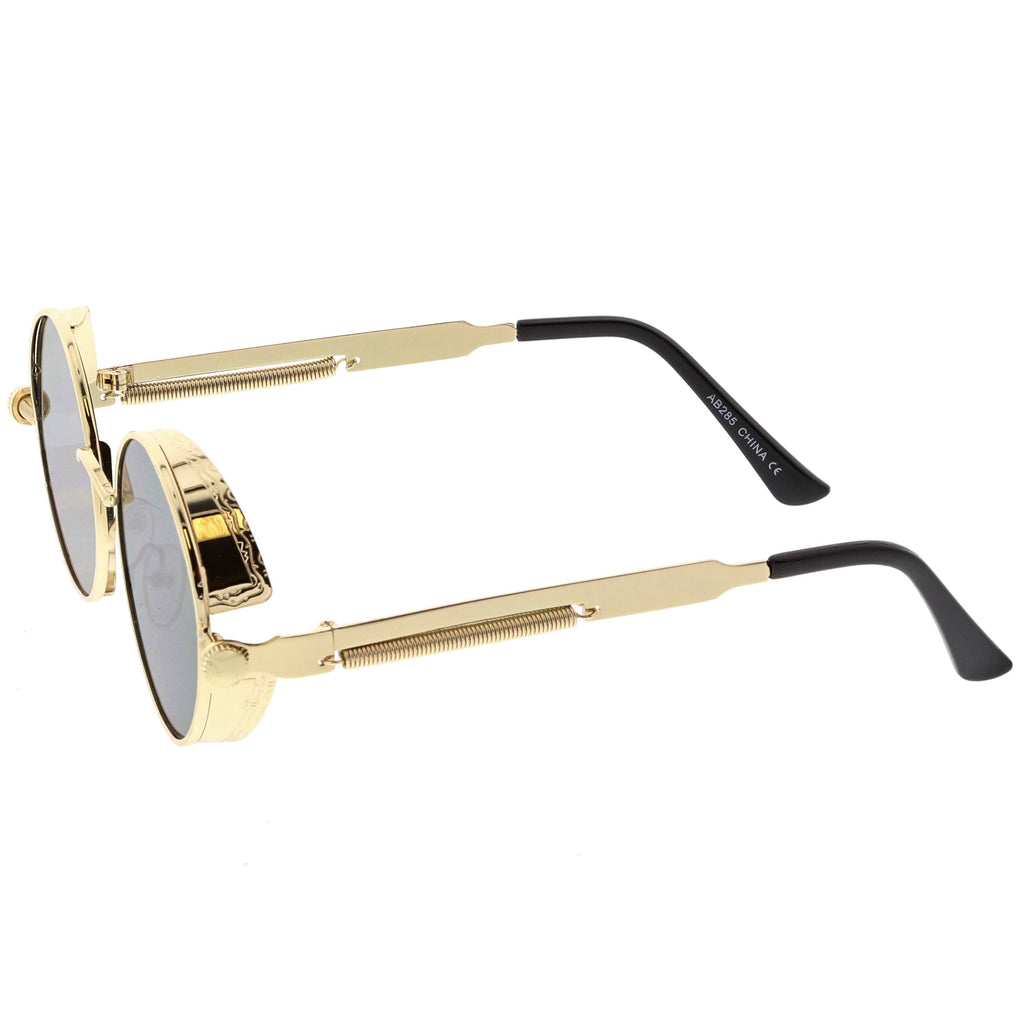 Retro Steampunk Colorful Round Flat Lens Sunglasses C442