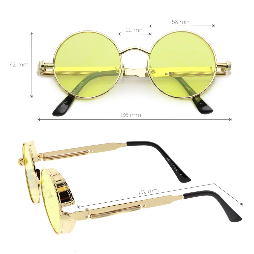 Retro Steampunk Colorful Round Flat Lens Sunglasses C442