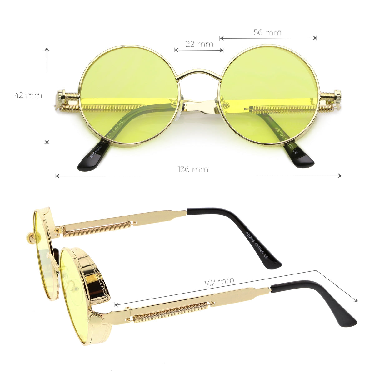 Retro Steampunk Colorful Round Flat Lens Sunglasses C442