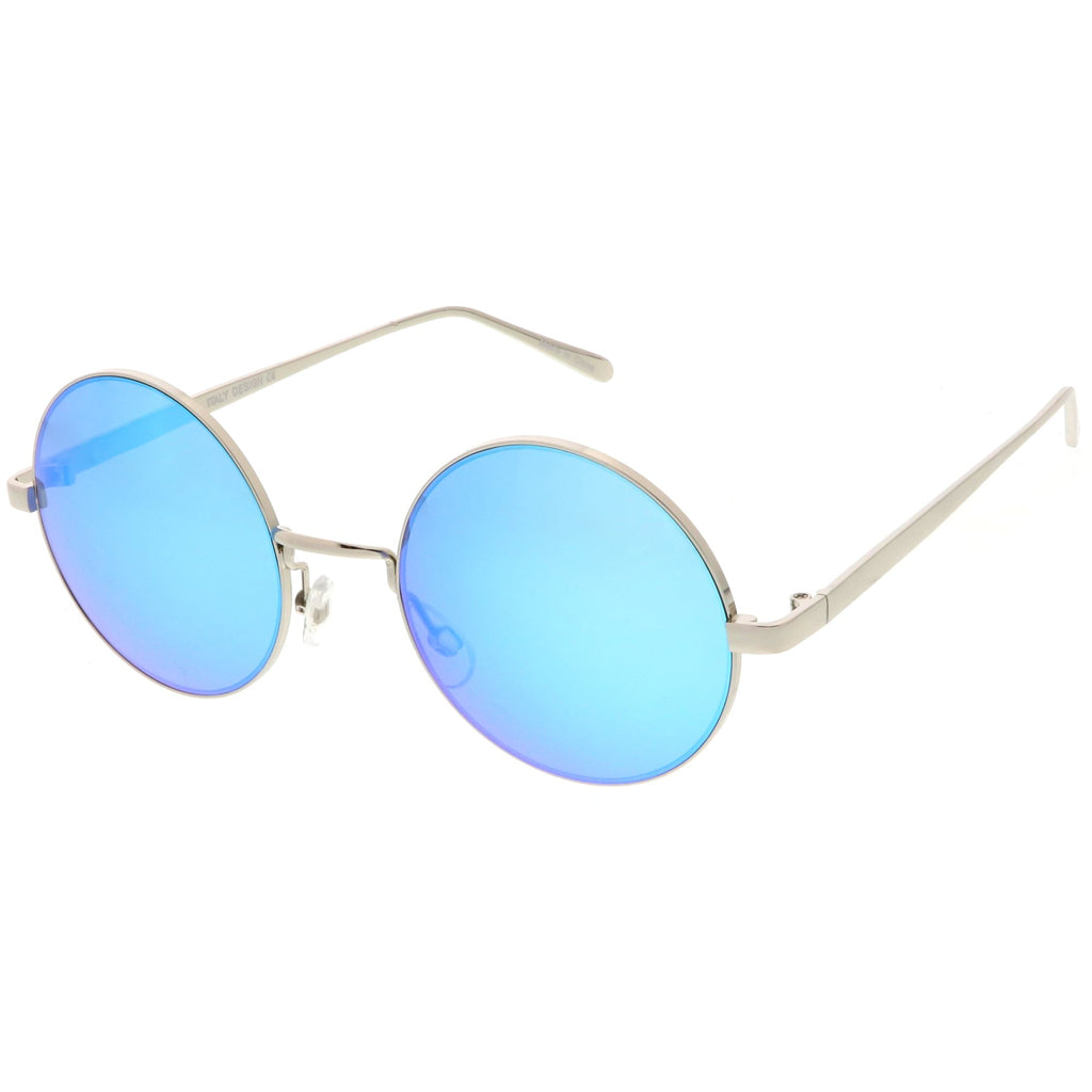 Premium Round Metal Flash Mirrored Flat Lens Sunglasses C465