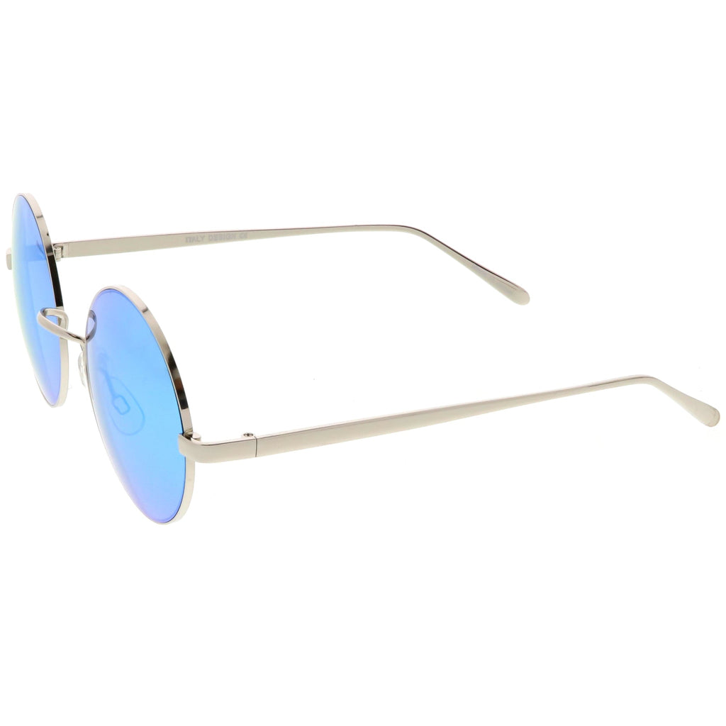 Premium Round Metal Flash Mirrored Flat Lens Sunglasses C465
