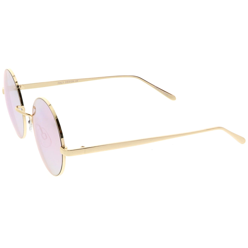 Premium Round Metal Flash Mirrored Flat Lens Sunglasses C465
