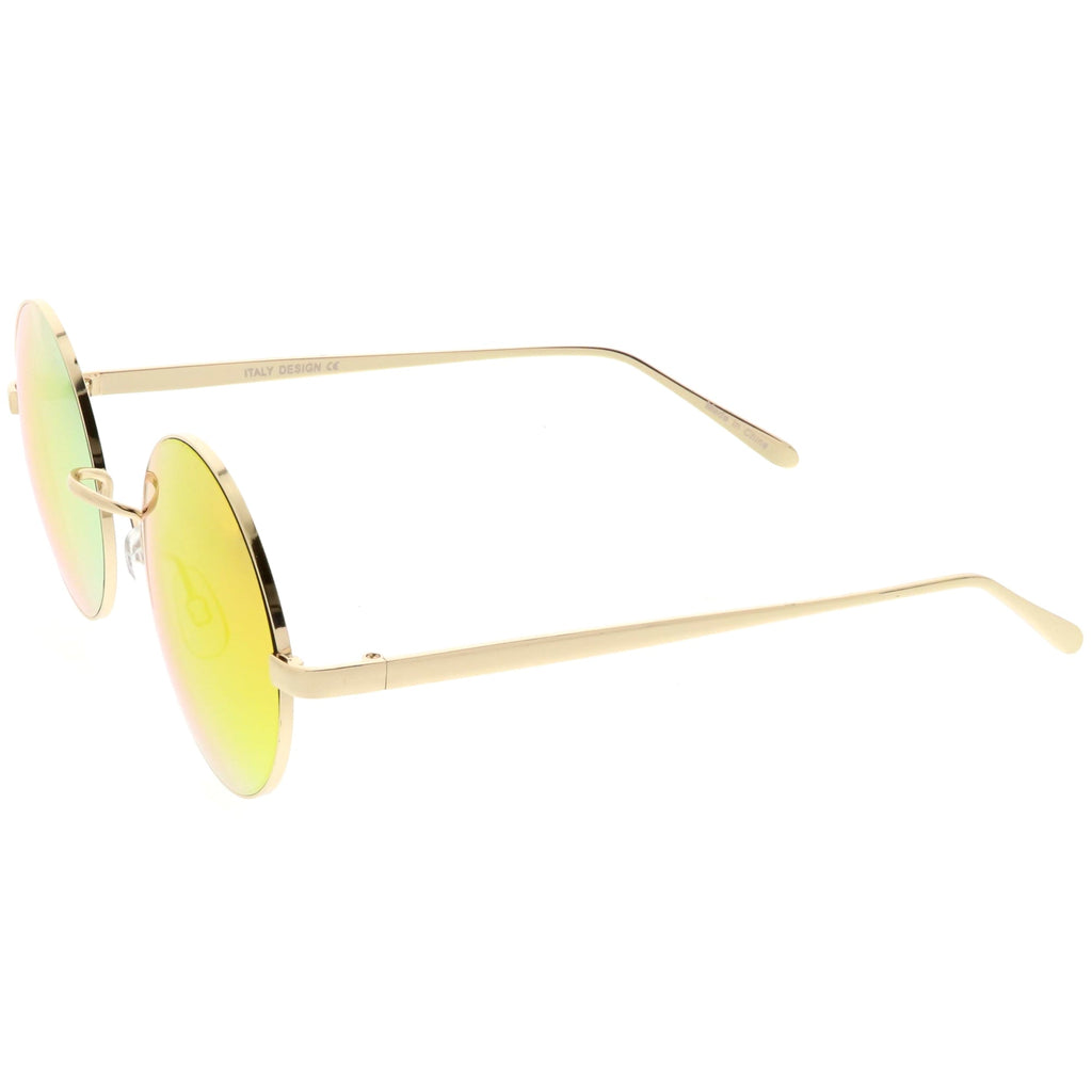 Premium Round Metal Flash Mirrored Flat Lens Sunglasses C465