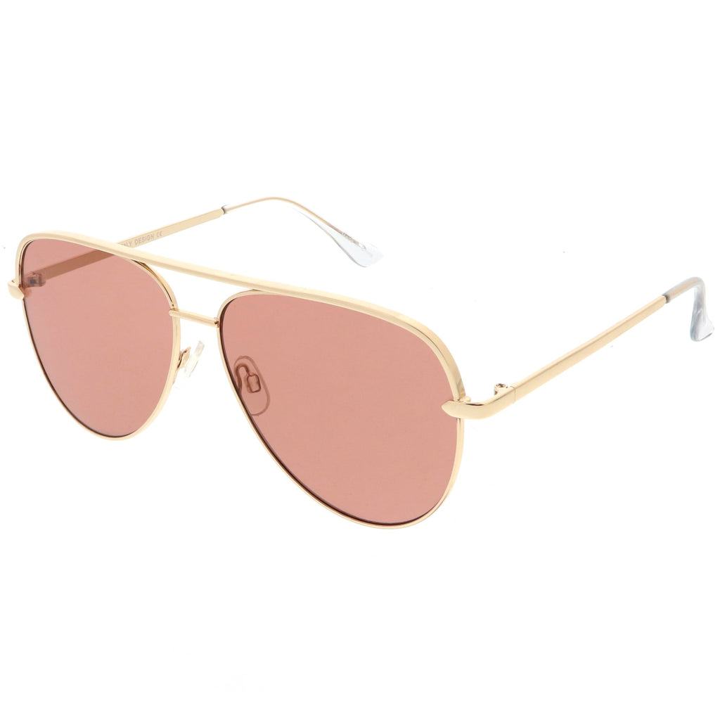 Premium Metal Flat Color Tone Lens Aviator Sunglasses 60mm C466