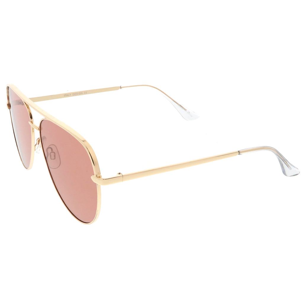 Premium Metal Flat Color Tone Lens Aviator Sunglasses 60mm C466