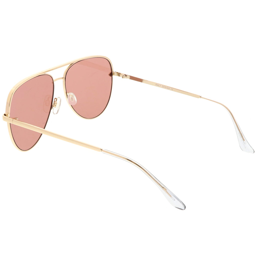 Premium Metal Flat Color Tone Lens Aviator Sunglasses 60mm C466
