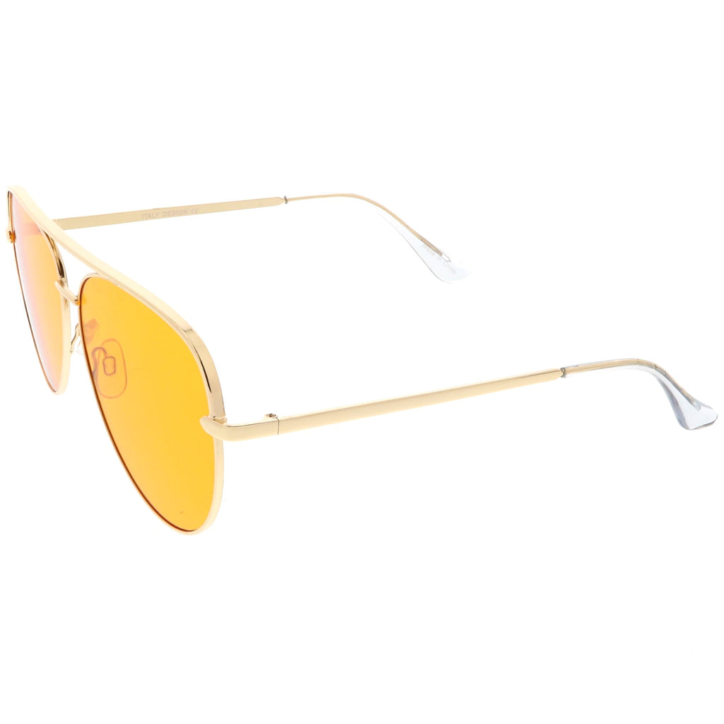 Premium Metal Flat Color Tone Lens Aviator Sunglasses 60mm C466