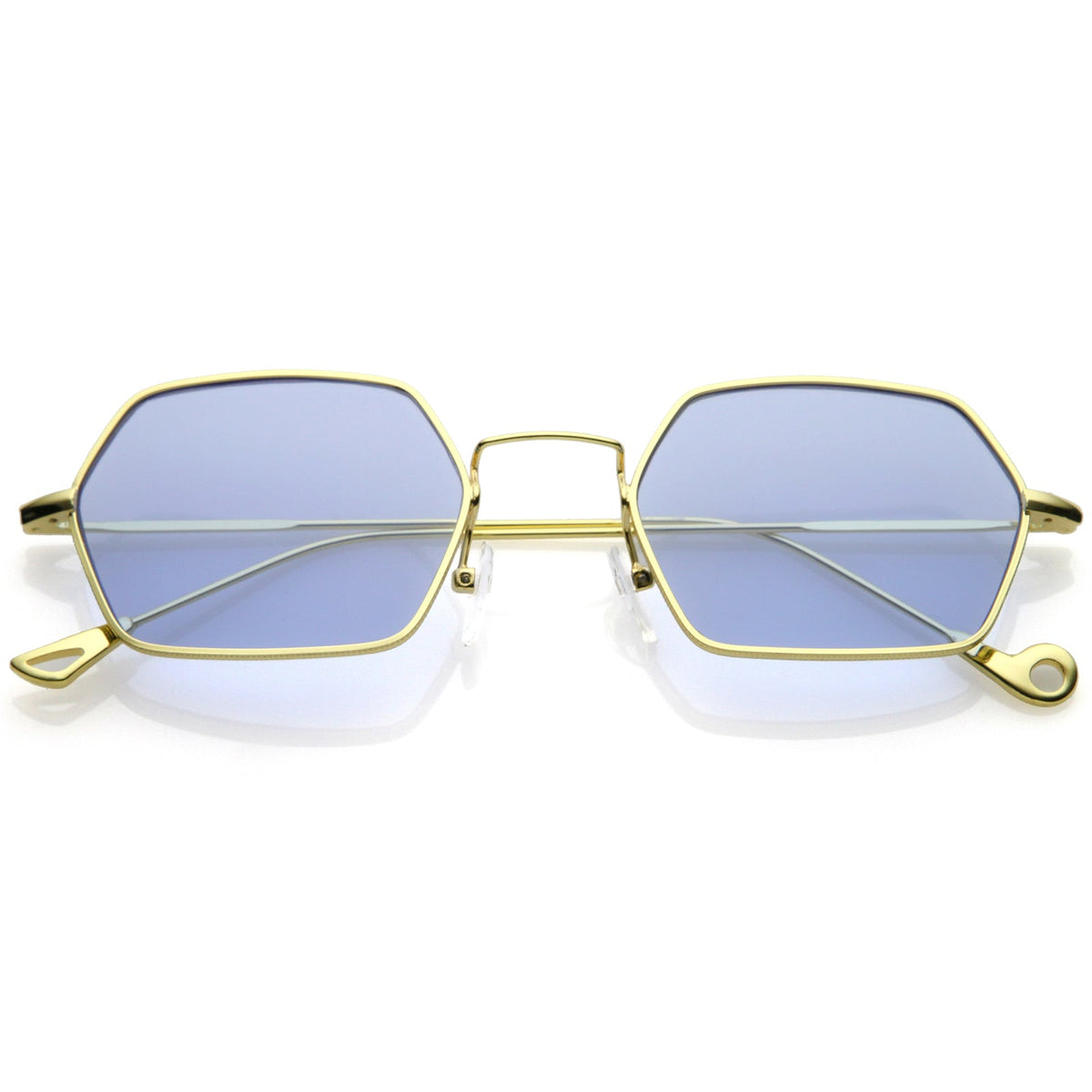 Retro Small Hexagon Colored Flat Lens Metal Frame Sunglasses C472