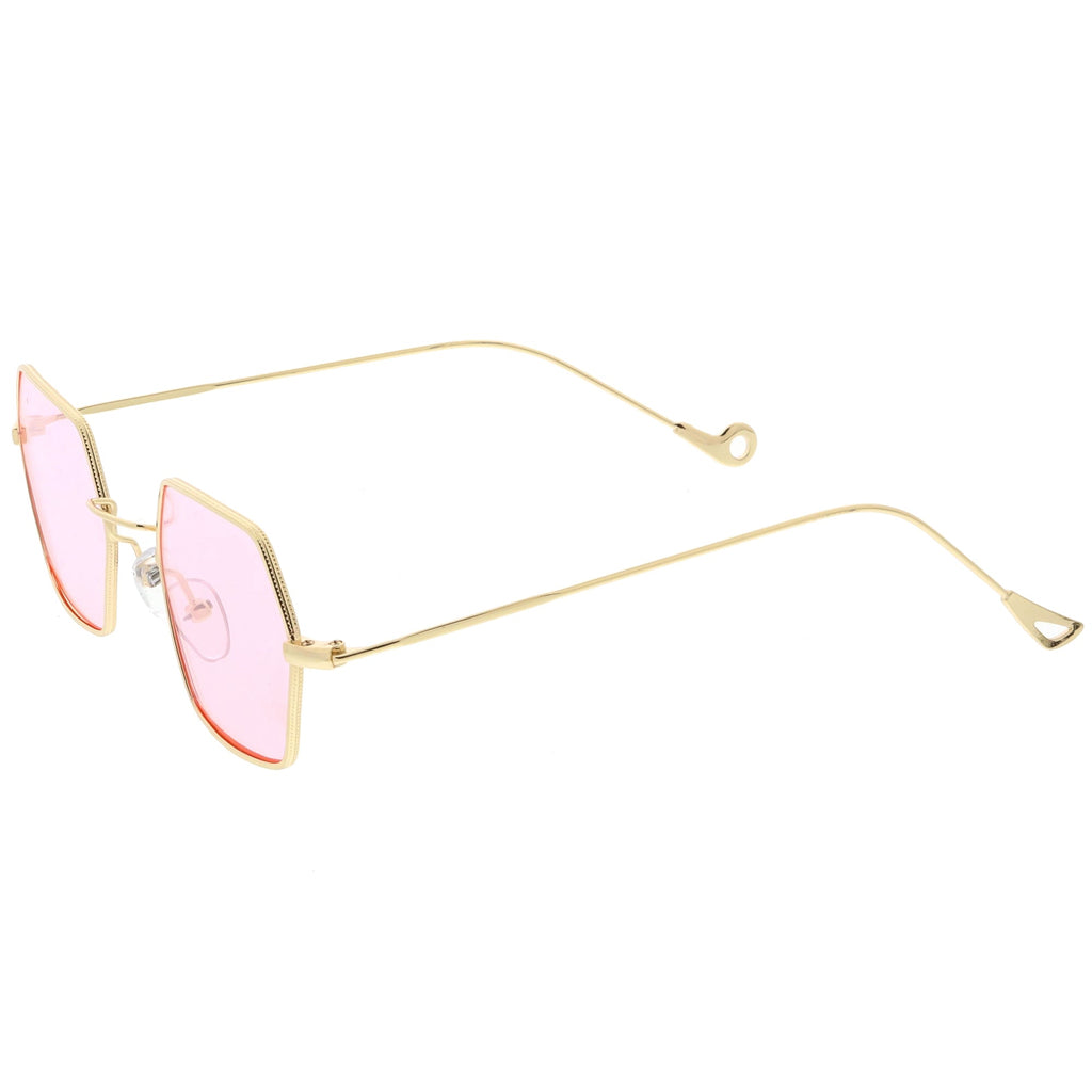 Retro Small Hexagon Colored Flat Lens Metal Frame Sunglasses C472