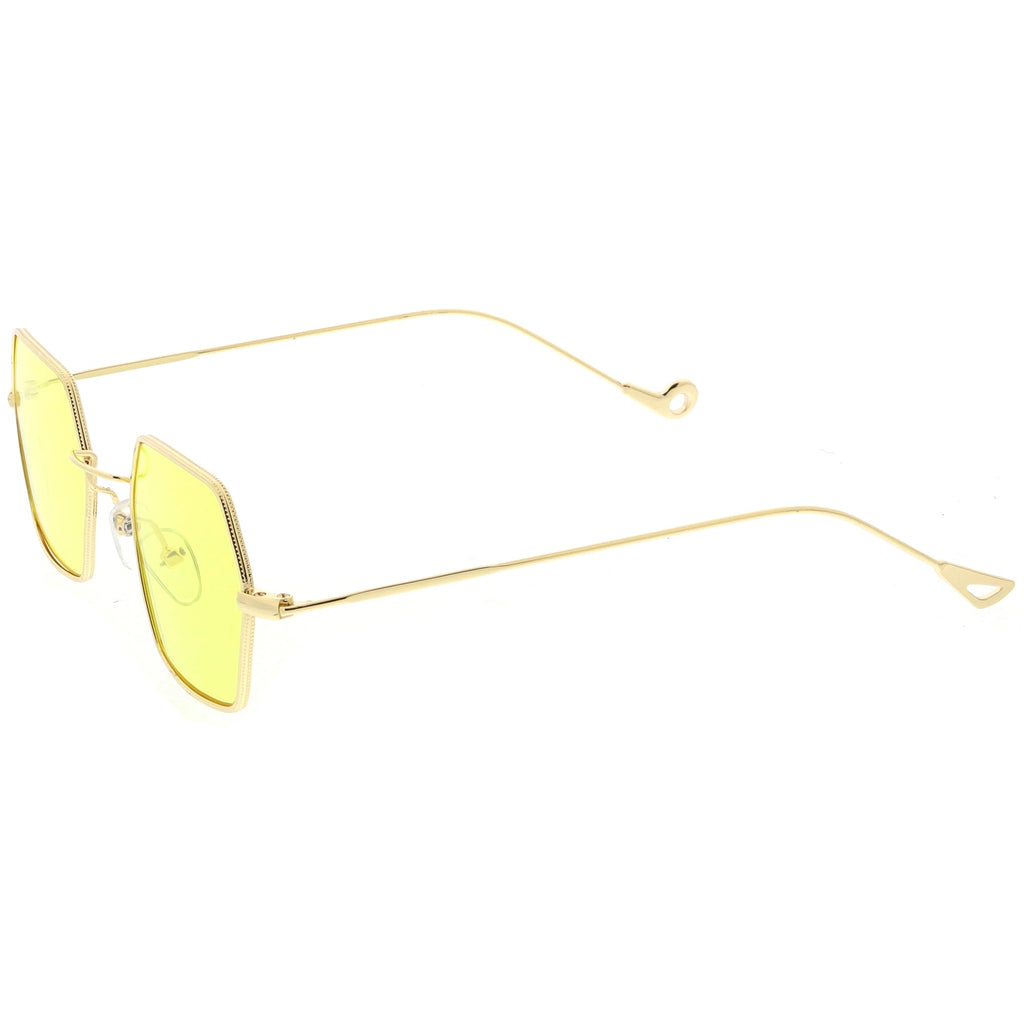 Retro Small Hexagon Colored Flat Lens Metal Frame Sunglasses C472
