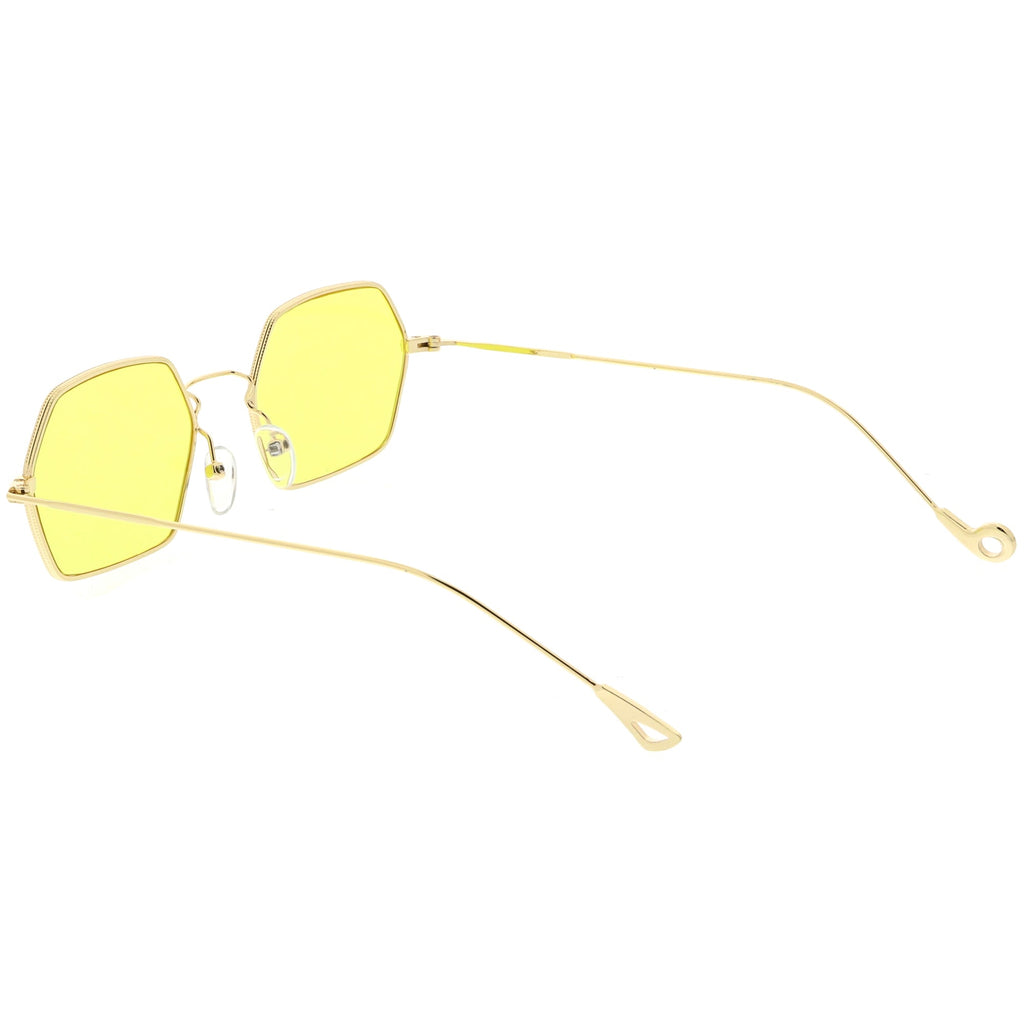 Retro Small Hexagon Colored Flat Lens Metal Frame Sunglasses C472