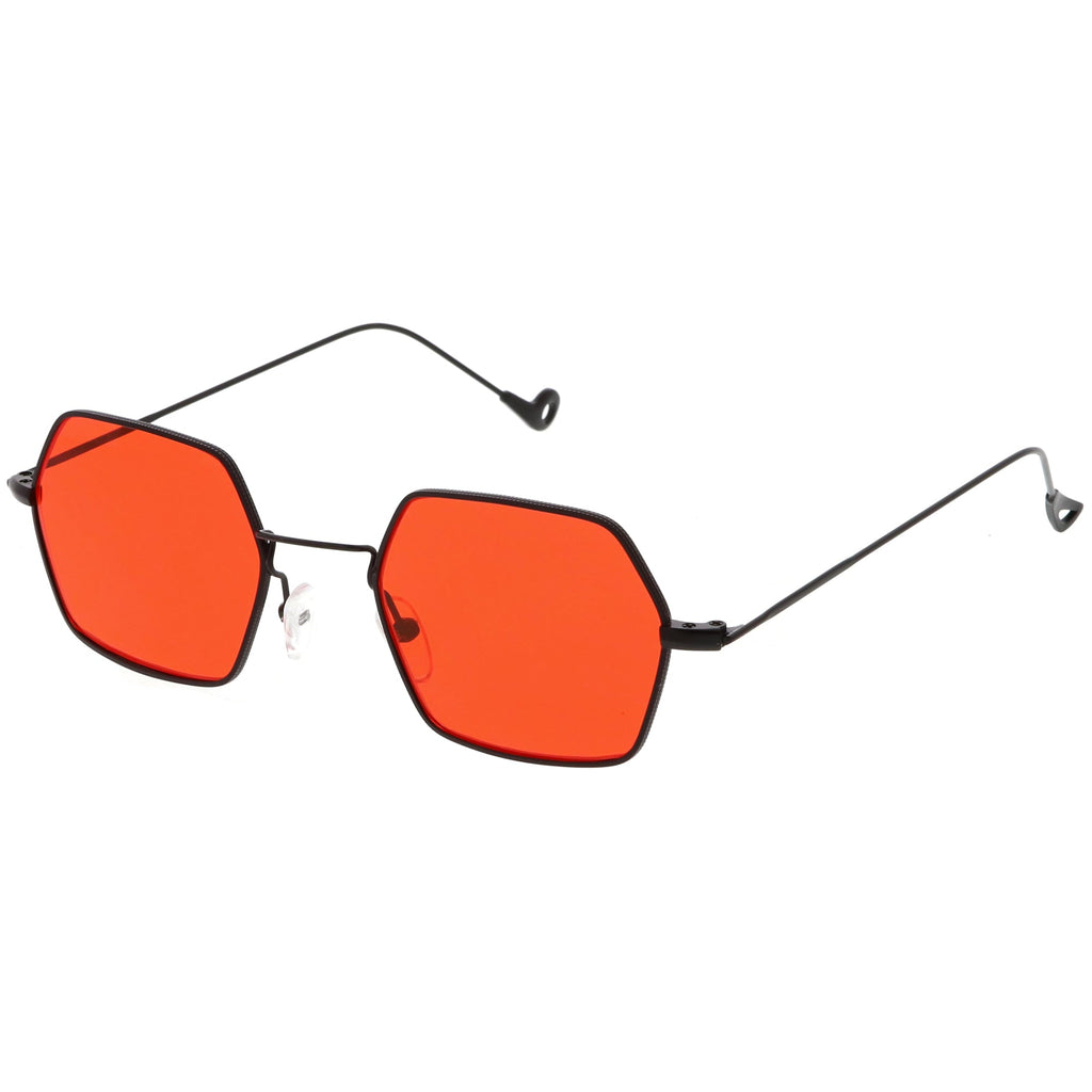 Retro Small Hexagon Colored Flat Lens Metal Frame Sunglasses C472
