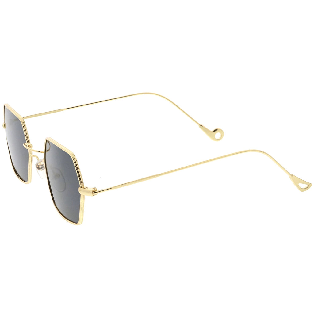 Retro Small Hexagon Colored Flat Lens Metal Frame Sunglasses C472