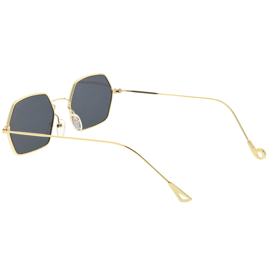 Retro Small Hexagon Colored Flat Lens Metal Frame Sunglasses C472