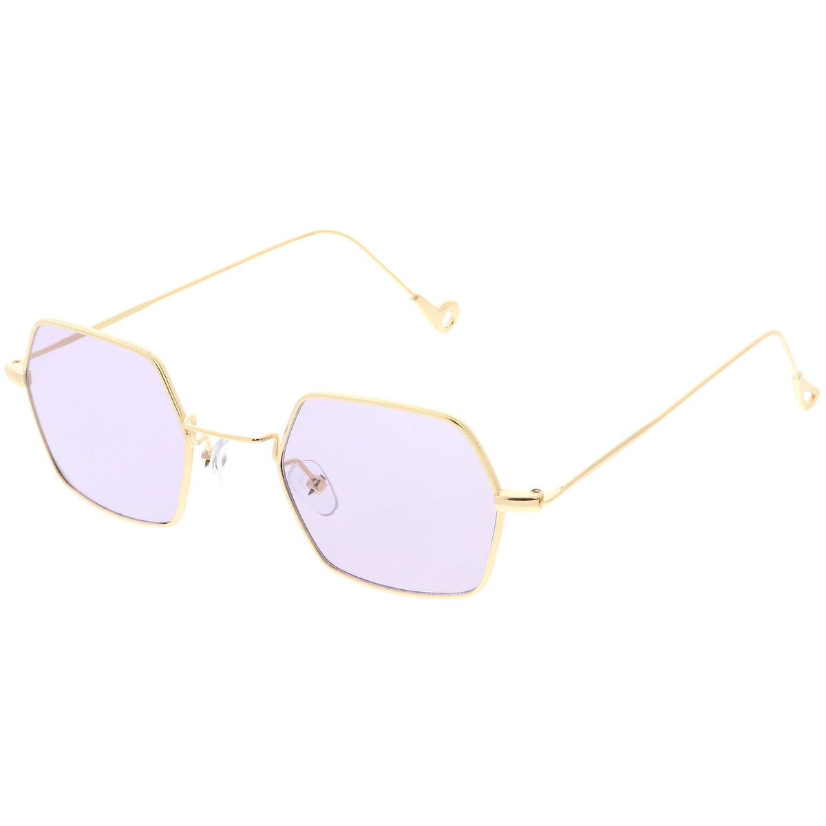 Retro Small Hexagon Colored Flat Lens Metal Frame Sunglasses C472