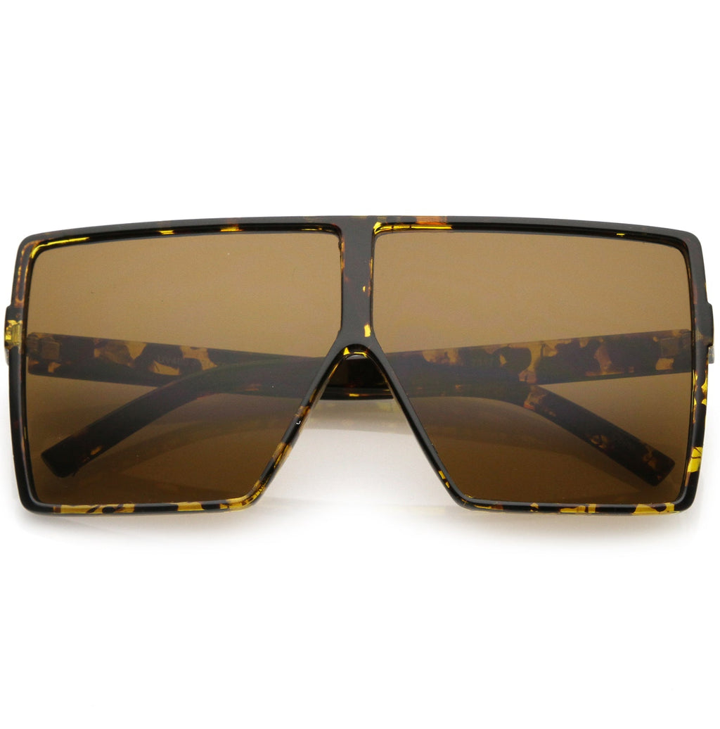 Oversize Retro Modern Futuristic Square Aviator Sunglasses C475