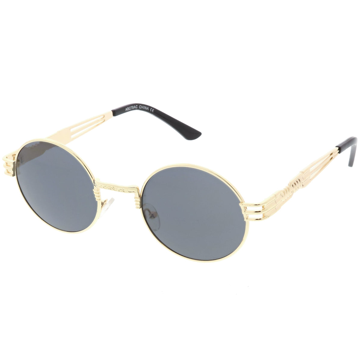 Retro 1990's Oval Steampunk Flat Lens Sunglasses C477