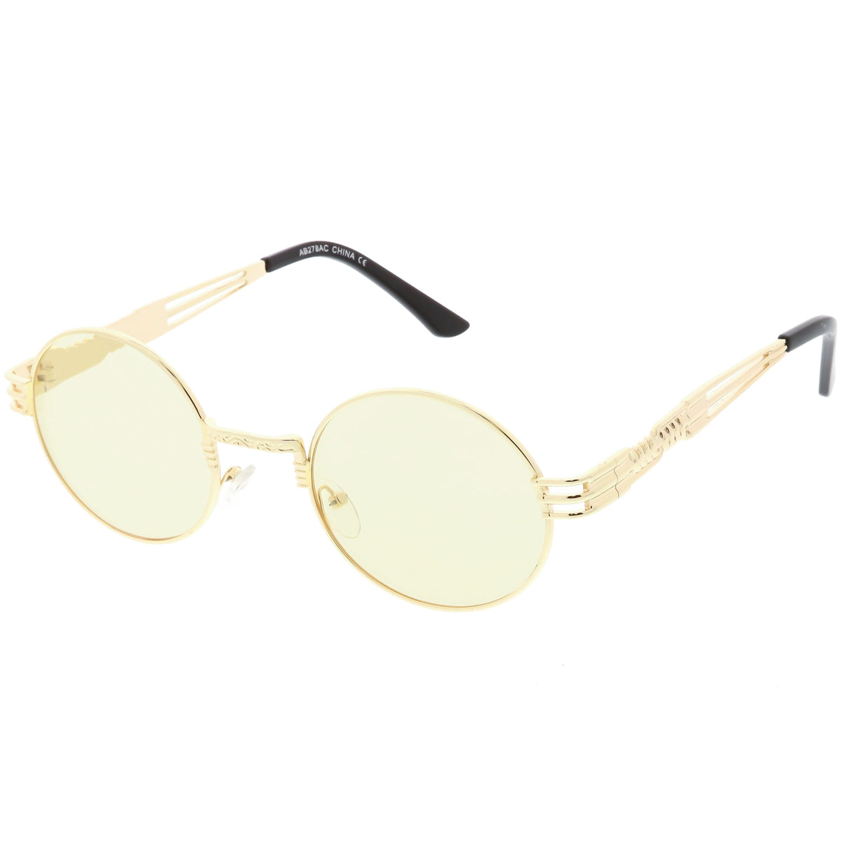 Retro 1990's Oval Steampunk Flat Lens Sunglasses C477