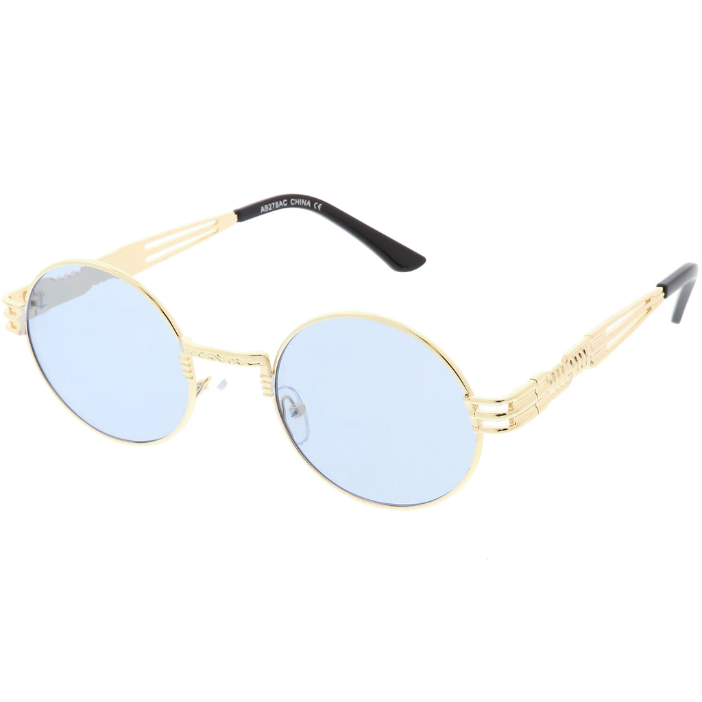 Retro 1990's Oval Steampunk Flat Lens Sunglasses C477