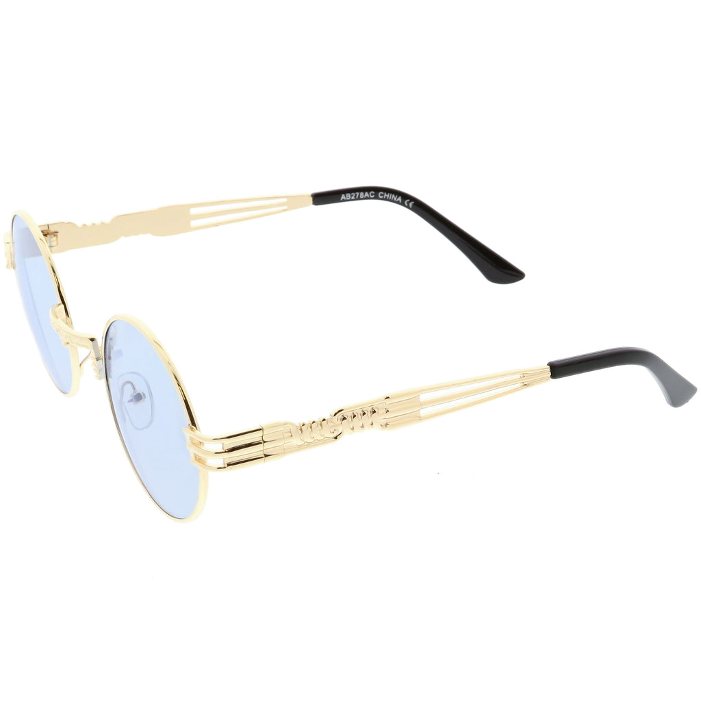 Retro 1990's Oval Steampunk Flat Lens Sunglasses C477