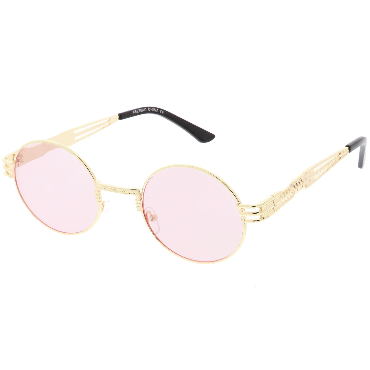 Retro 1990's Oval Steampunk Flat Lens Sunglasses C477