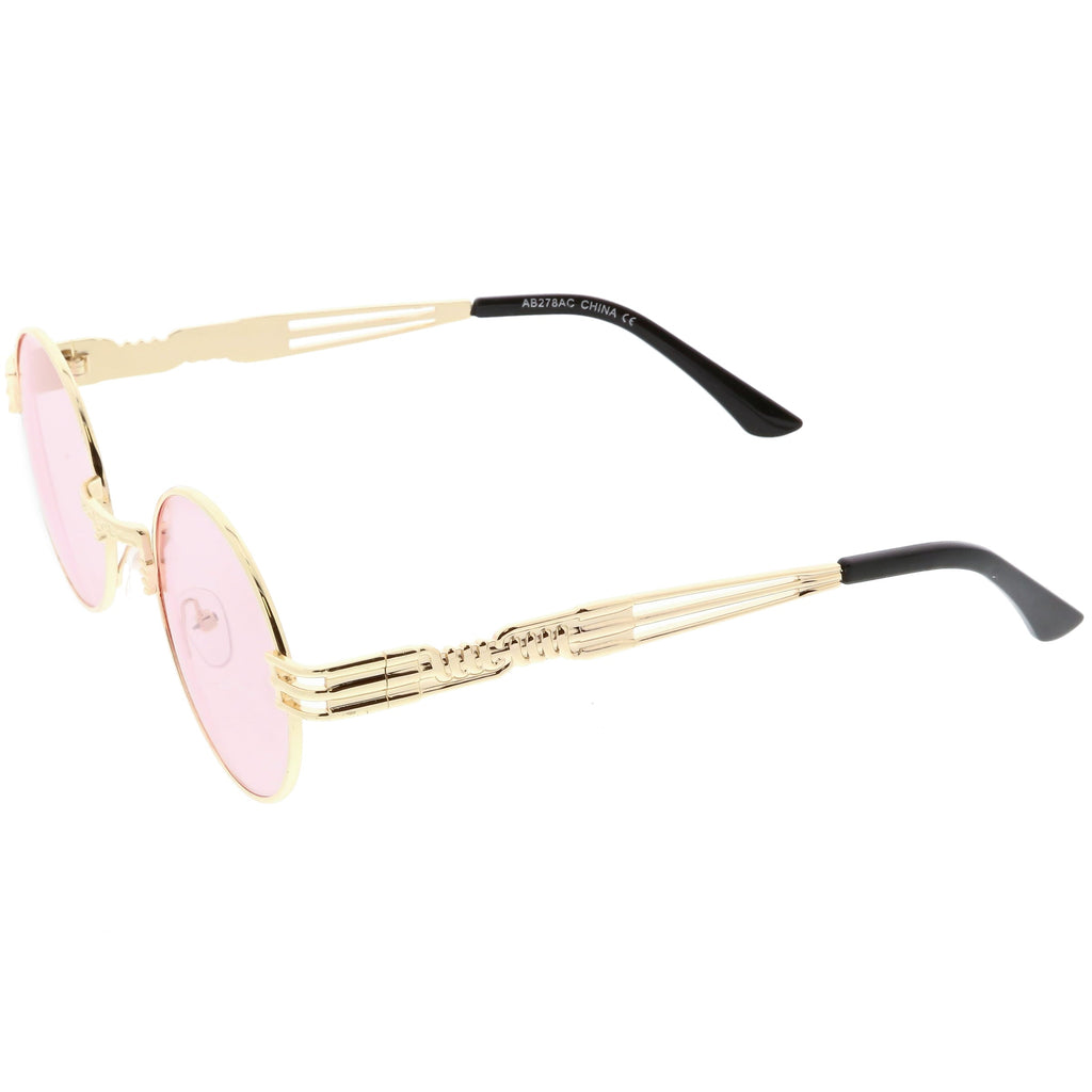 Retro 1990's Oval Steampunk Flat Lens Sunglasses C477
