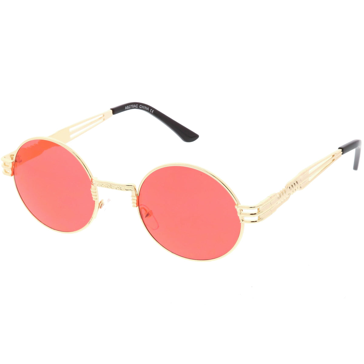 Retro 1990's Oval Steampunk Flat Lens Sunglasses C477