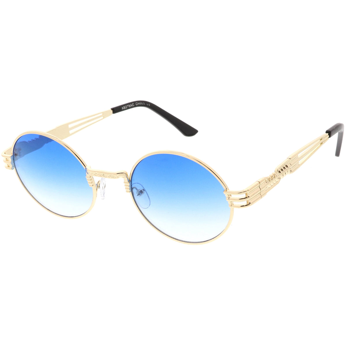 Retro 1990's Oval Steampunk Flat Lens Sunglasses C477
