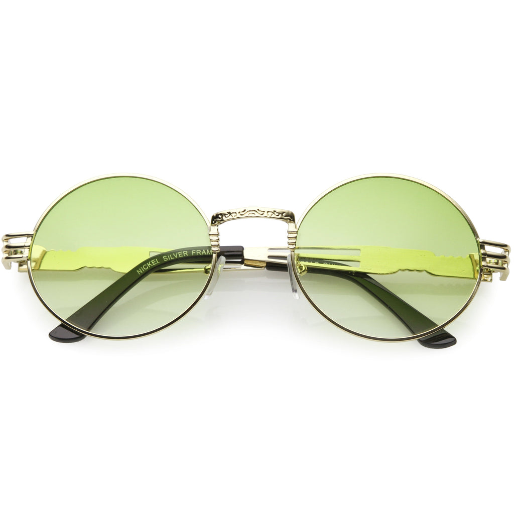 Retro 1990's Oval Steampunk Flat Lens Sunglasses C477