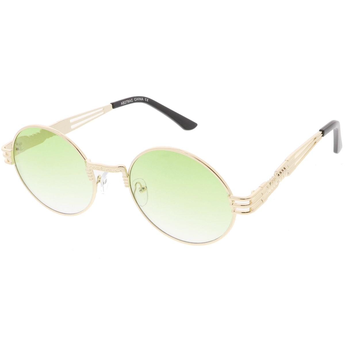 Retro 1990's Oval Steampunk Flat Lens Sunglasses C477