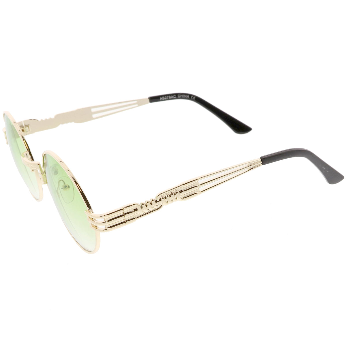 Retro 1990's Oval Steampunk Flat Lens Sunglasses C477