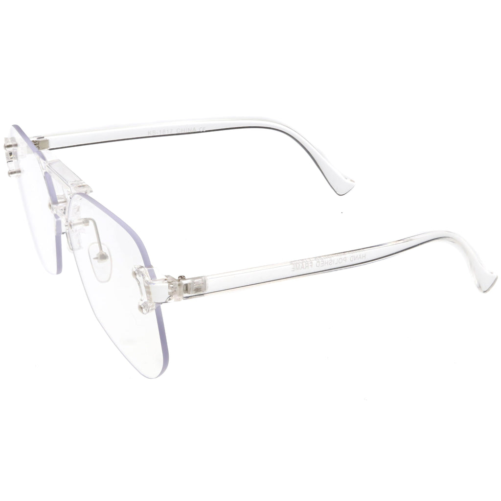 Retro Oversize Rimless Color Tone Flat Top Sunglasses C479
