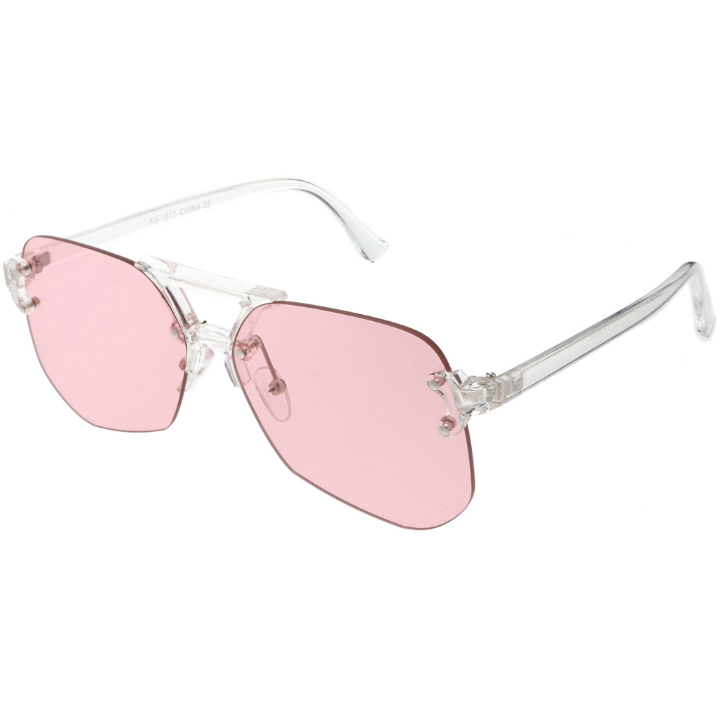 Retro Oversize Rimless Color Tone Flat Top Sunglasses C479